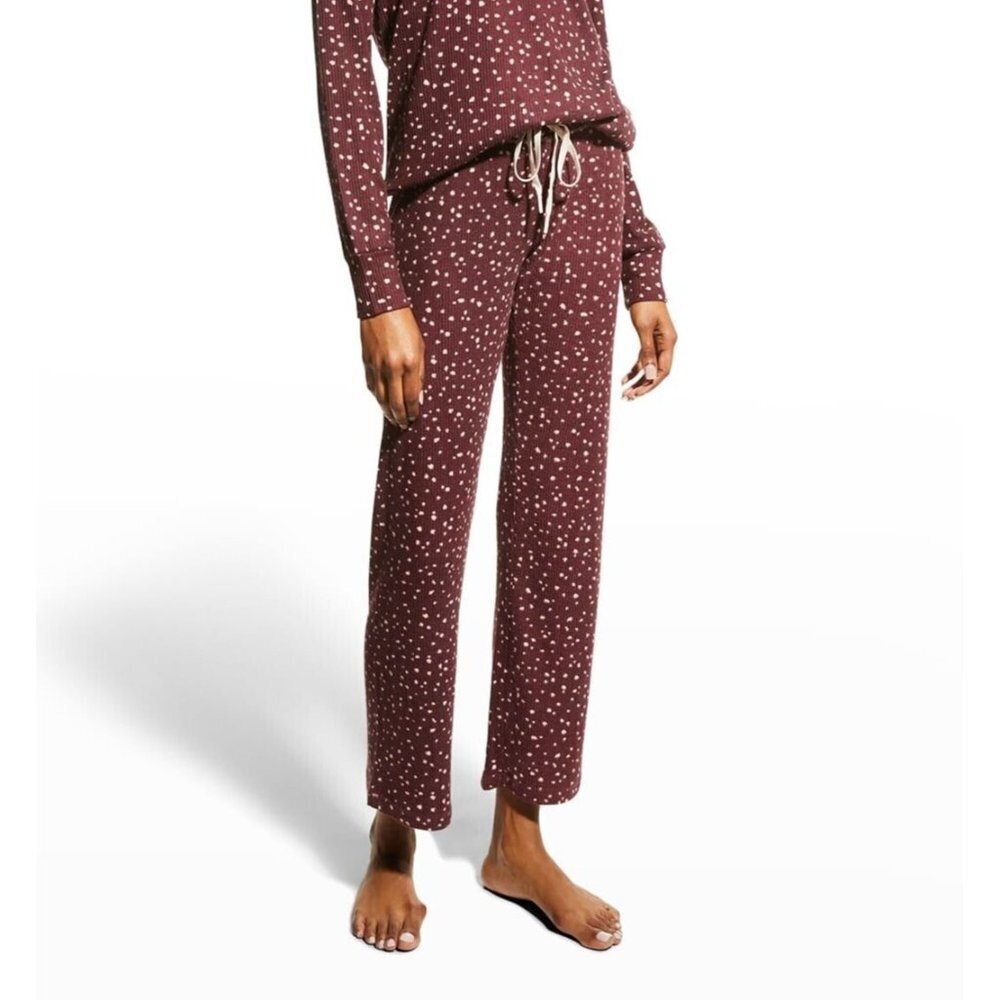 NWT PJ Salvage My Friend Spot Knit Lounge Pajama Pants Burgundy Womens Small